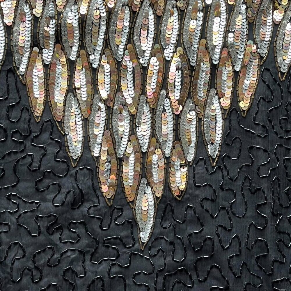 Vintage 80s Carina 100% Silk Top Womens 2X Gold Sequins Whimsigoth Shabby Chic - Picture 3 of 8